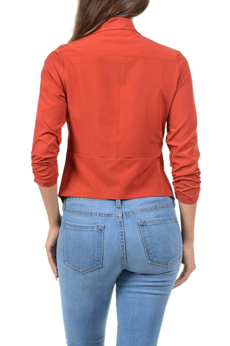 Auliné Collection Apparel Auliné Collection Womens Casual Lightweight 3/4 Sleeve Fitted Open Blazer Plus Size