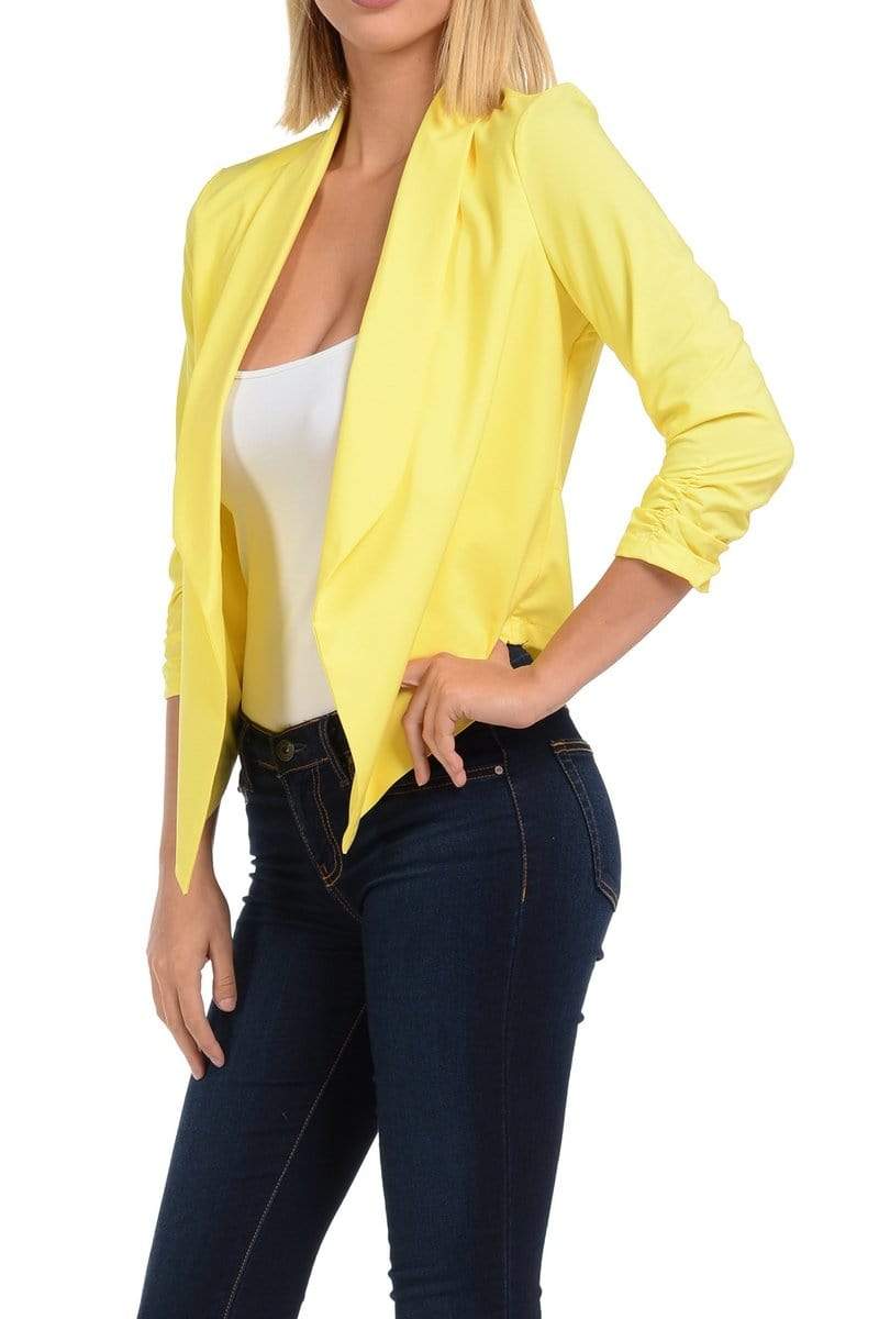 Auliné Collection Apparel Auliné Collection Womens Casual Lightweight 3/4 Sleeve Fitted Open Blazer Plus Size