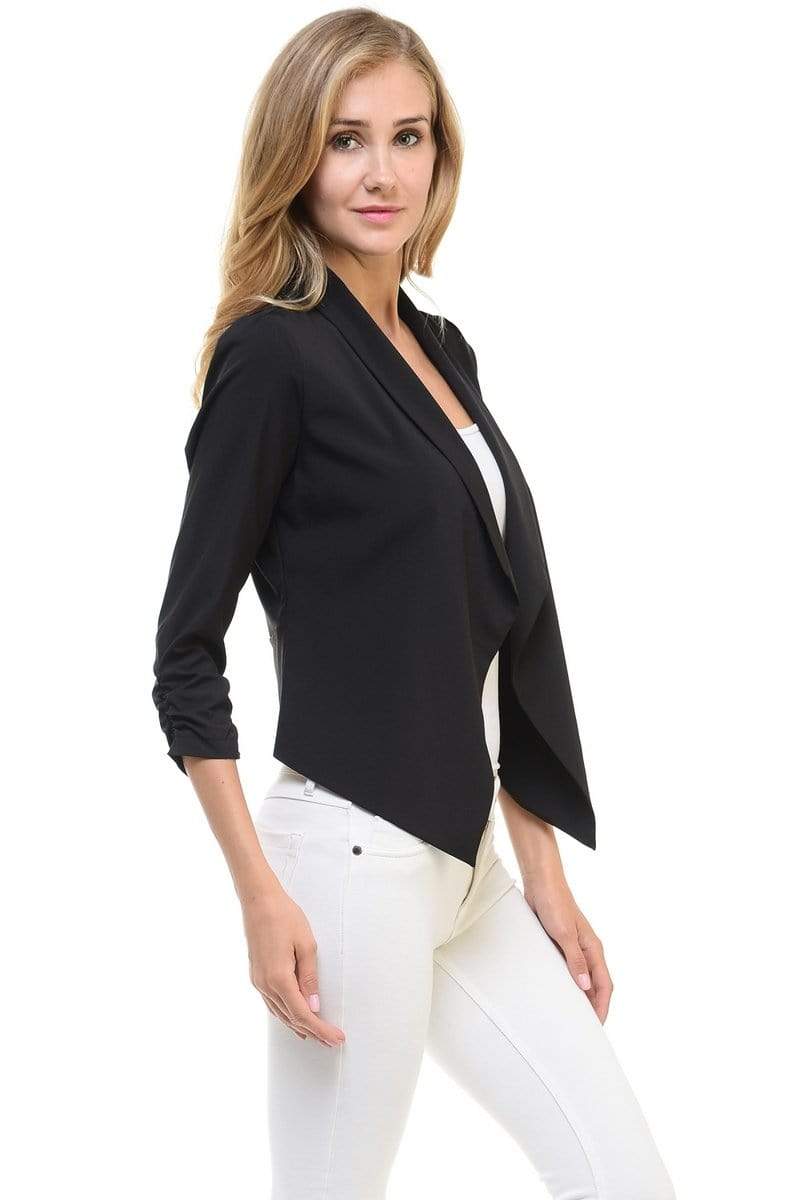 Auliné Collection Apparel Auliné Collection Womens Casual Lightweight 3/4 Sleeve Fitted Open Blazer Plus Size