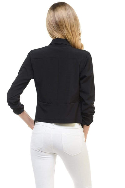 Auliné Collection Apparel Auliné Collection Womens Casual Lightweight 3/4 Sleeve Fitted Open Blazer Plus Size
