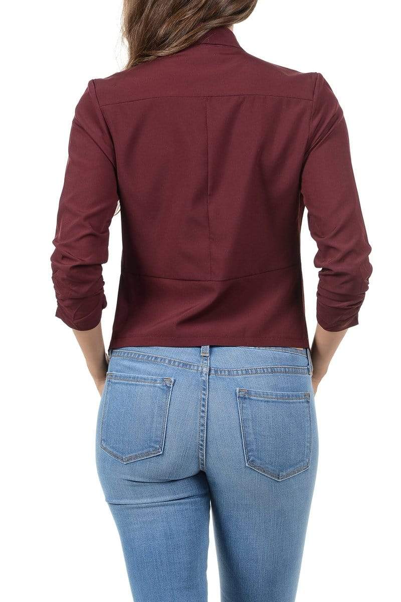 Auliné Collection Apparel Auliné Collection Womens Casual Lightweight 3/4 Sleeve Fitted Open Blazer Plus Size
