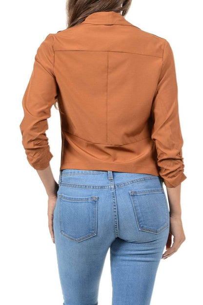 Auliné Collection Apparel Auliné Collection Womens Casual Lightweight 3/4 Sleeve Fitted Open Blazer Plus Size