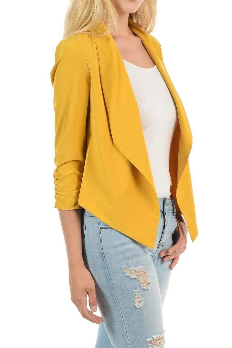 Auliné Collection Apparel Auliné Collection Womens Casual Lightweight 3/4 Sleeve Fitted Open Blazer Plus Size