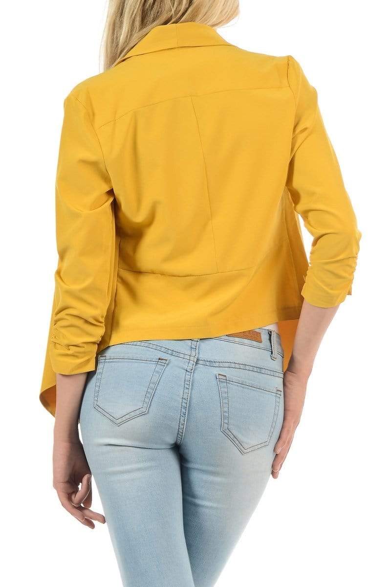 Auliné Collection Apparel Auliné Collection Womens Casual Lightweight 3/4 Sleeve Fitted Open Blazer Plus Size