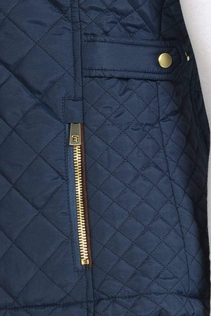 Auliné Collection Apparel Auliné Collection Womens Quilted Zip Up Lightweight Fur Hooded Padding Vest