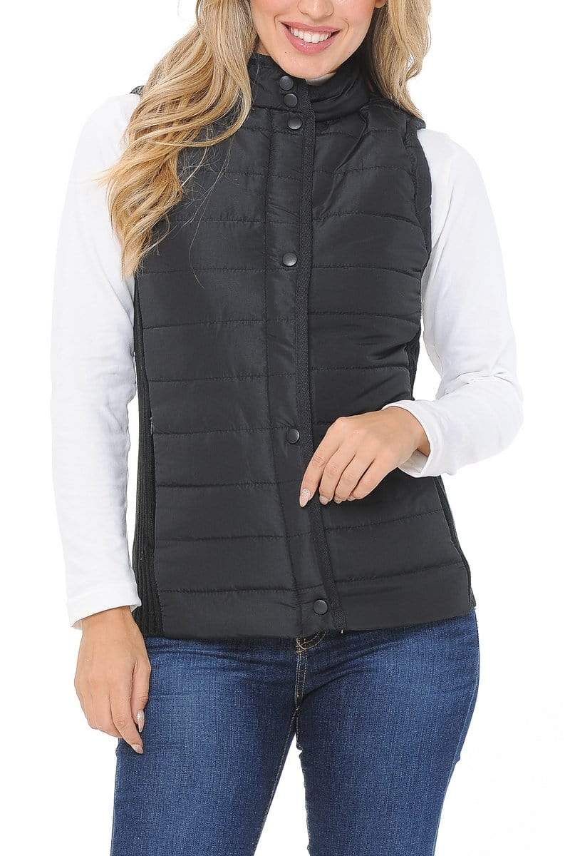 Auliné Collection Apparel Small / Black Auliné Collection Womens Quilted Zip Up Lightweight Padding HNBD Vest