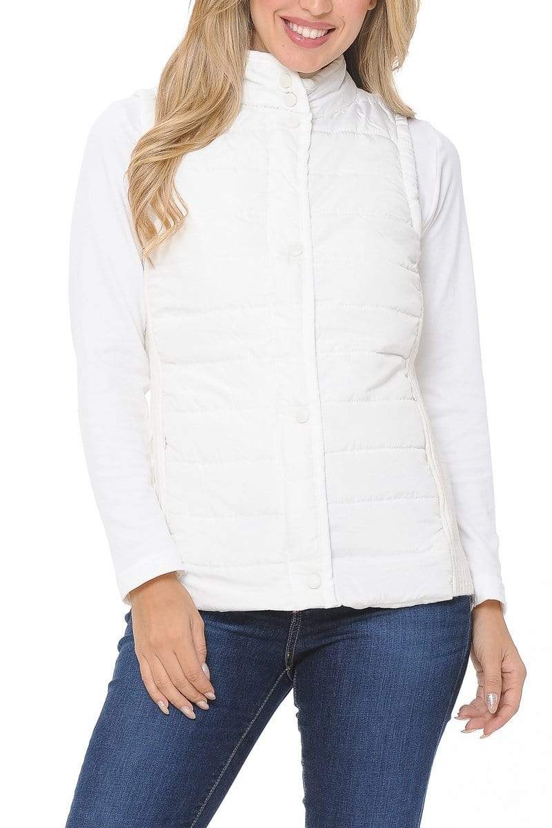 Auliné Collection Apparel Small / Ivory Auliné Collection Womens Quilted Zip Up Lightweight Padding HNBD Vest