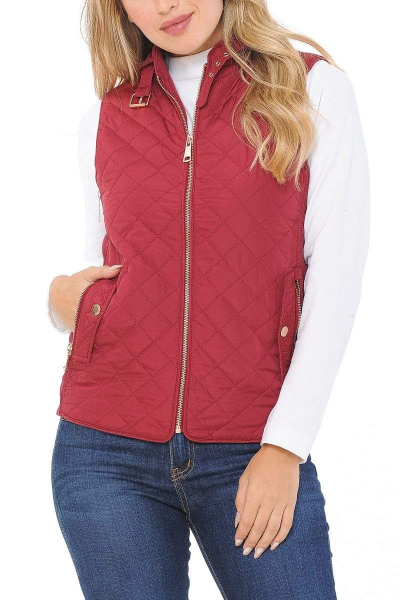 Auliné Collection Apparel Small / Cherry Auliné Collection Womens Quilted Zip Up Lightweight Padding MFZP Vest
