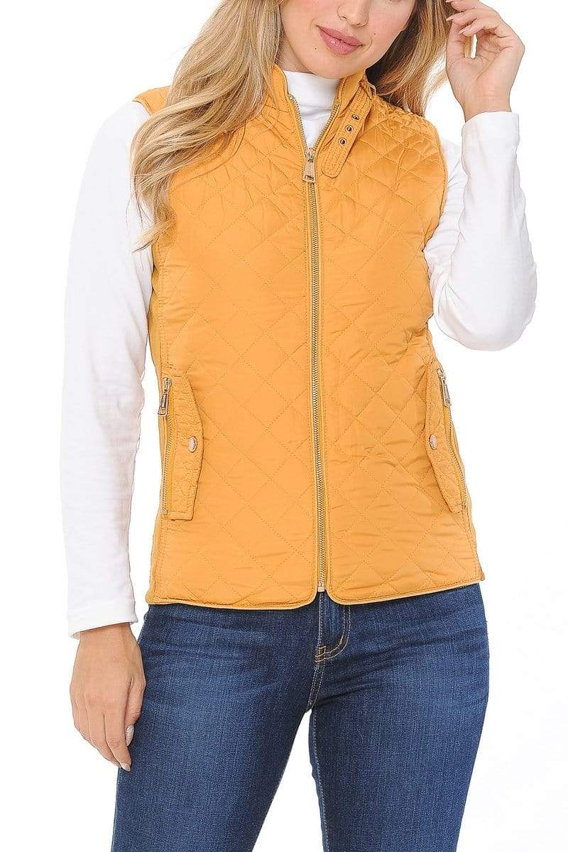 Auliné Collection Apparel Small / Mustard Auliné Collection Womens Quilted Zip Up Lightweight Padding MFZP Vest