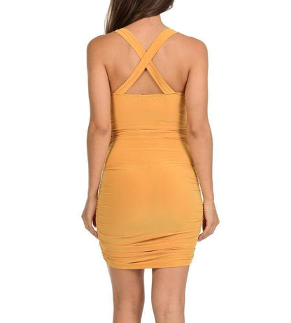 Auliné Collection Apparel Auliné Collection Womens Sexy Pull On Stretch Ruched Bodycon Dress