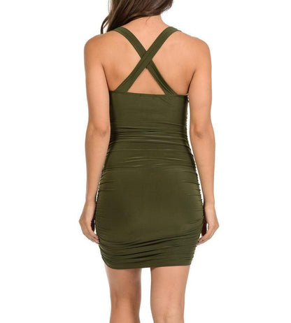 Auliné Collection Apparel Auliné Collection Womens Sexy Pull On Stretch Ruched Bodycon Dress