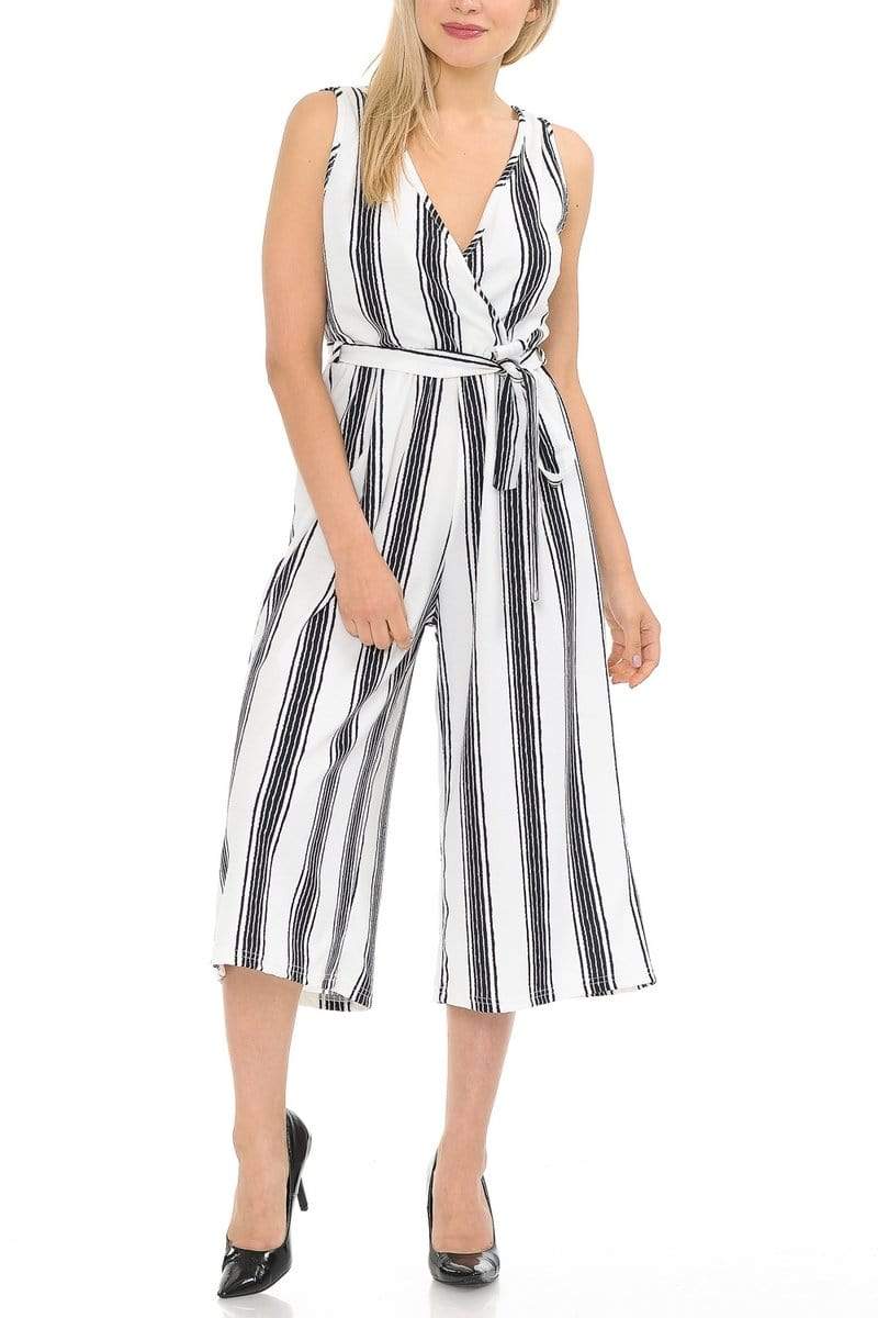 Auliné Collection Apparel Auliné Collection Womens Sleeveless Culotte Capri Wide Leg Romper Jumpsuit