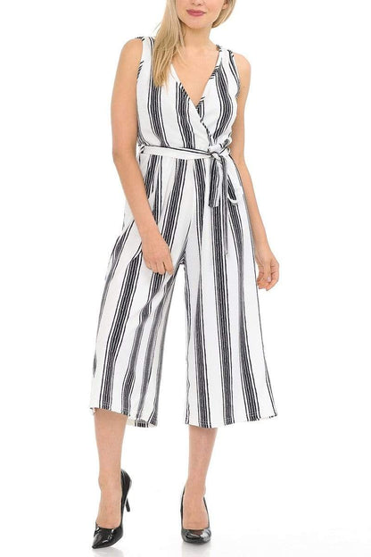Auliné Collection Apparel Auliné Collection Womens Sleeveless Culotte Capri Wide Leg Romper Jumpsuit
