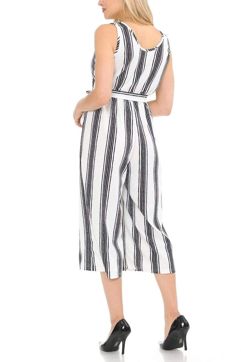 Auliné Collection Apparel Auliné Collection Womens Sleeveless Culotte Capri Wide Leg Romper Jumpsuit