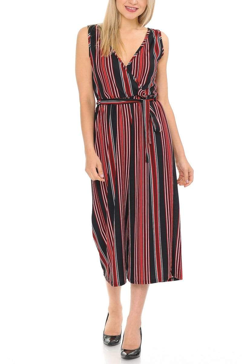 Auliné Collection Apparel Auliné Collection Womens Sleeveless Culotte Capri Wide Leg Romper Jumpsuit
