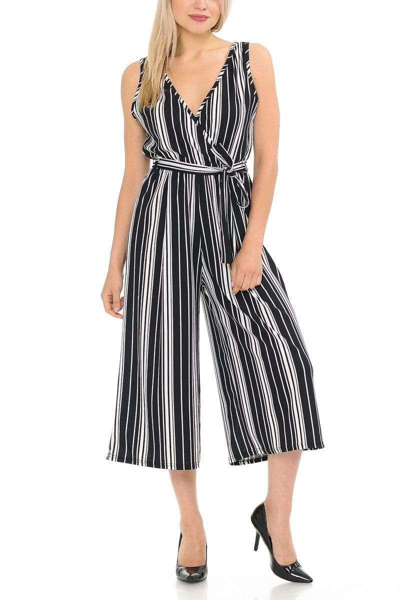 Auliné Collection Apparel Auliné Collection Womens Sleeveless Culotte Capri Wide Leg Romper Jumpsuit