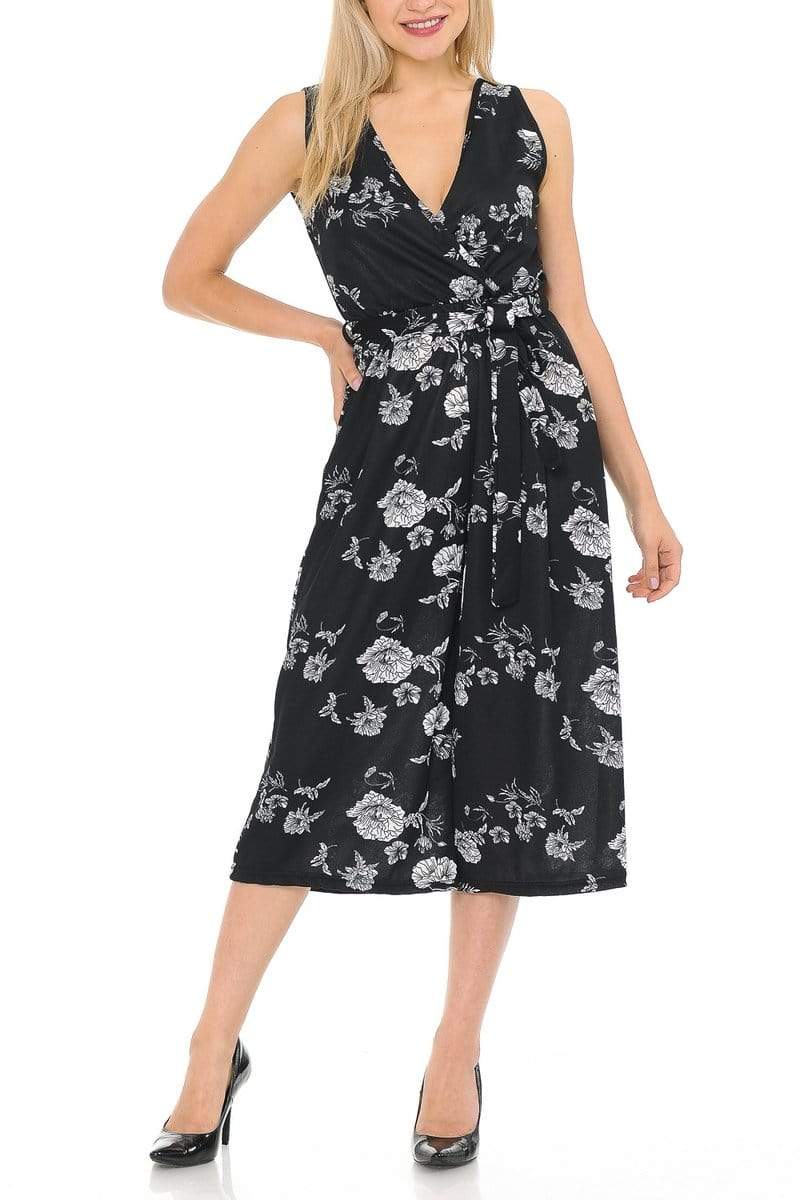 Auliné Collection Apparel Auliné Collection Womens Sleeveless Culotte Capri Wide Leg Romper Jumpsuit