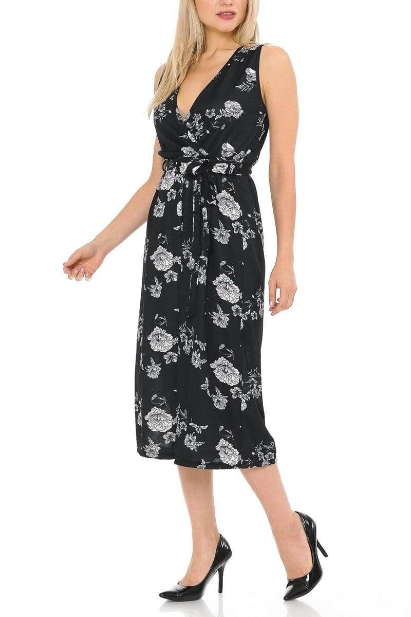 Auliné Collection Apparel Auliné Collection Womens Sleeveless Culotte Capri Wide Leg Romper Jumpsuit
