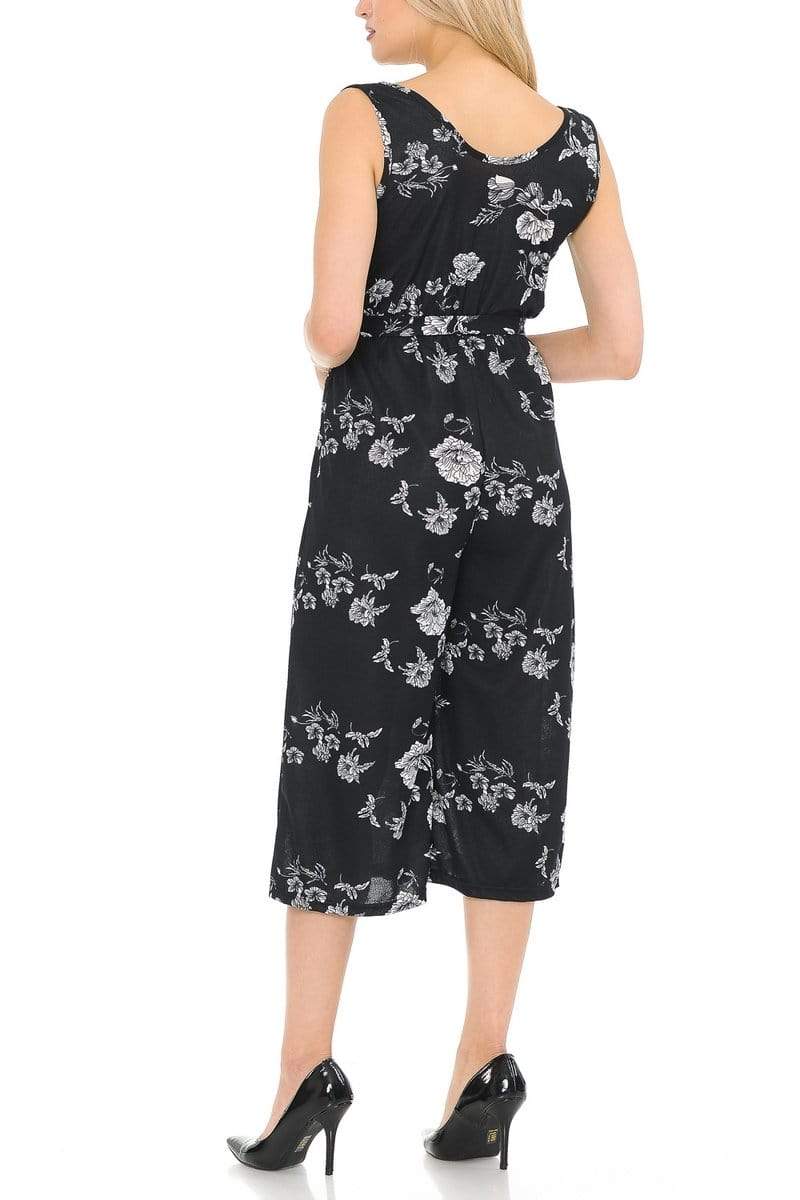 Auliné Collection Apparel Auliné Collection Womens Sleeveless Culotte Capri Wide Leg Romper Jumpsuit