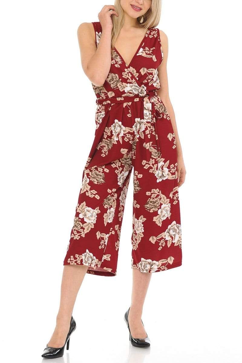 Auliné Collection Apparel Auliné Collection Womens Sleeveless Culotte Capri Wide Leg Romper Jumpsuit