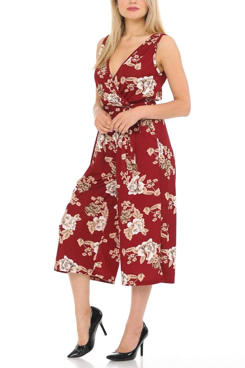 Auliné Collection Apparel Auliné Collection Womens Sleeveless Culotte Capri Wide Leg Romper Jumpsuit