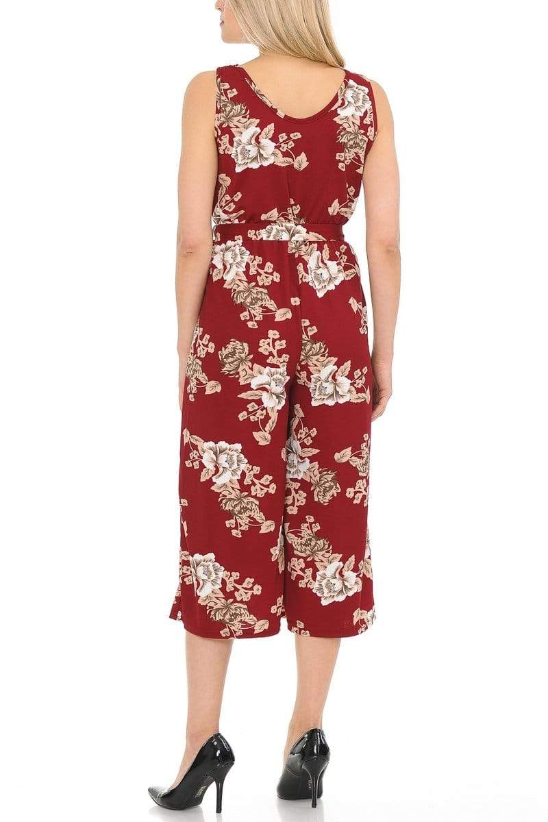 Auliné Collection Apparel Auliné Collection Womens Sleeveless Culotte Capri Wide Leg Romper Jumpsuit