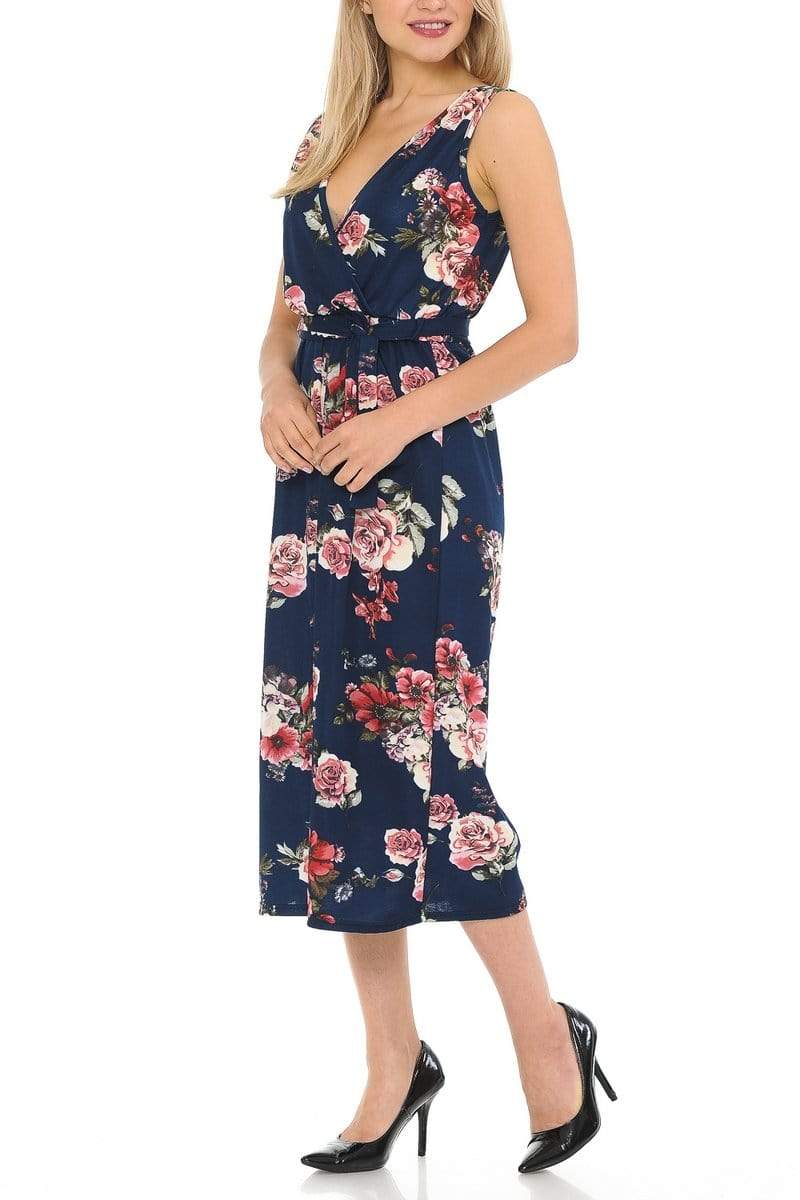 Auliné Collection Apparel Auliné Collection Womens Sleeveless Culotte Capri Wide Leg Romper Jumpsuit
