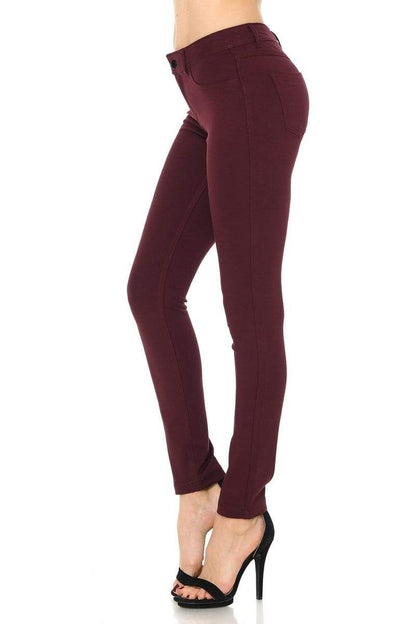 Auliné Collection Apparel Auliné Collection Womens Solid Slim Fit Color Skinny Stretchy Ponte Pants
