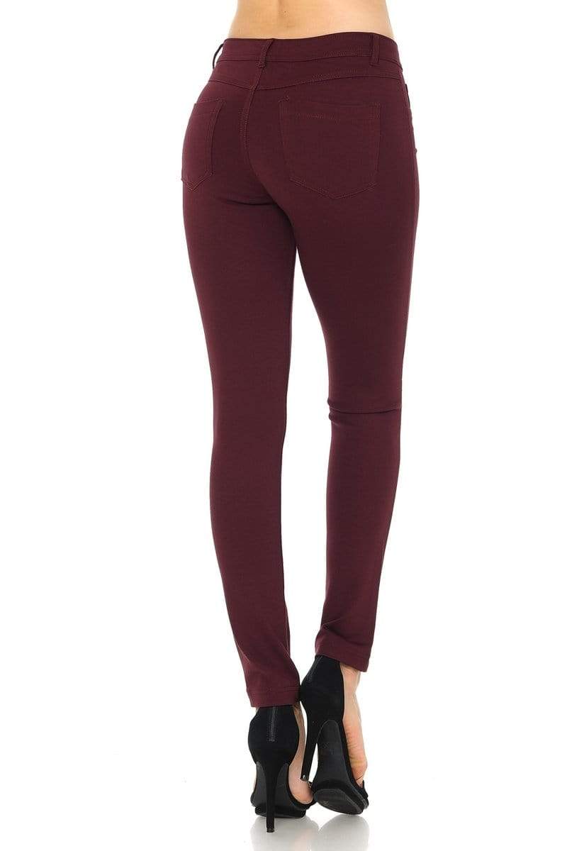 Auliné Collection Apparel Auliné Collection Womens Solid Slim Fit Color Skinny Stretchy Ponte Pants