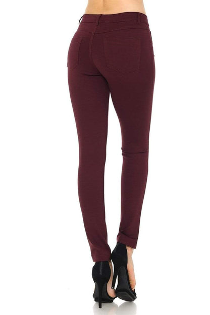 Auliné Collection Apparel Auliné Collection Womens Solid Slim Fit Color Skinny Stretchy Ponte Pants