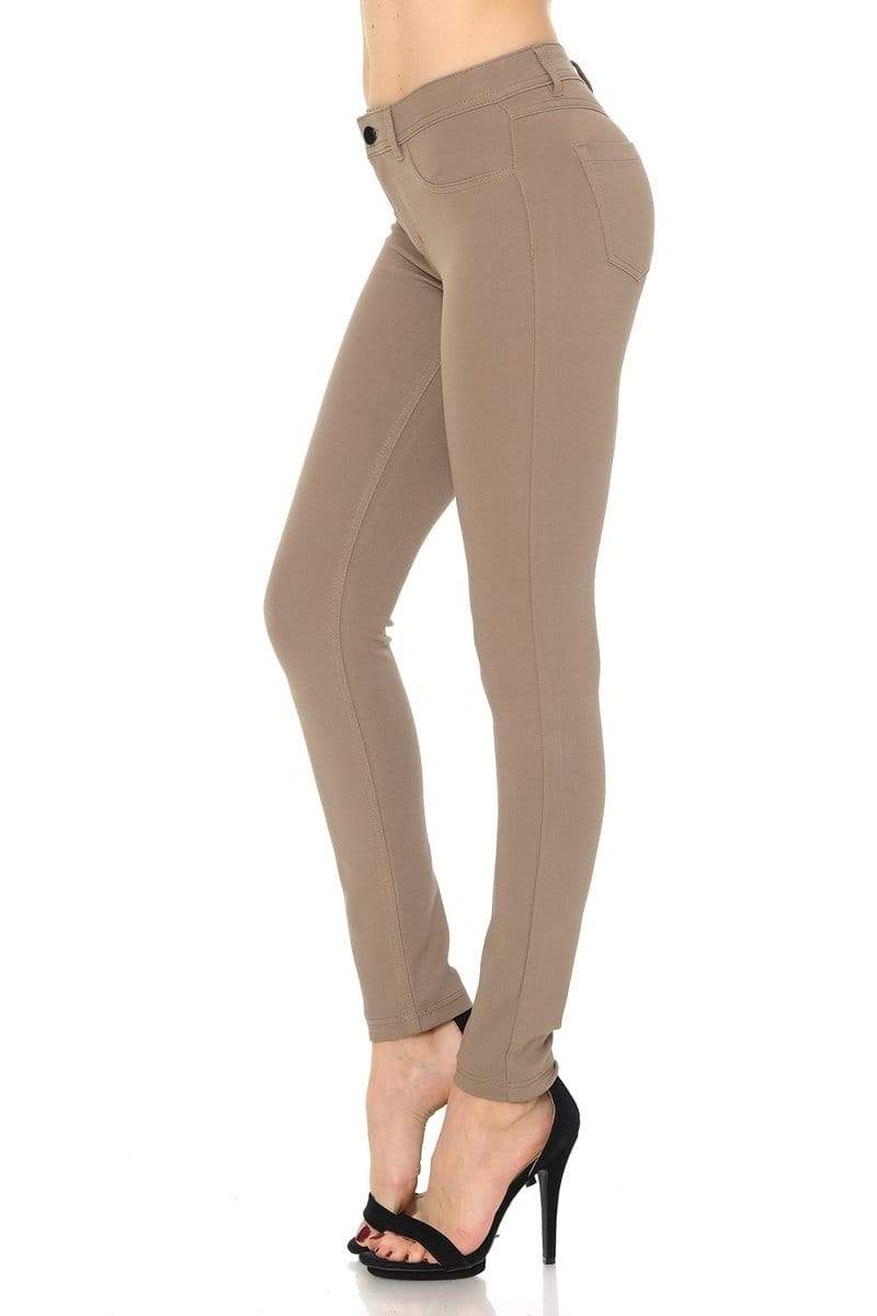Auliné Collection Apparel Auliné Collection Womens Solid Slim Fit Color Skinny Stretchy Ponte Pants