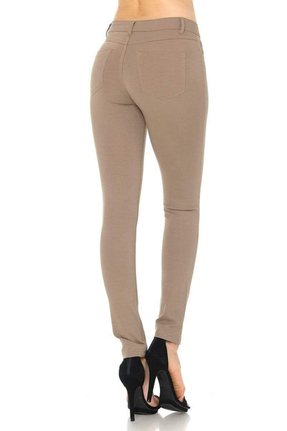 Auliné Collection Apparel Auliné Collection Womens Solid Slim Fit Color Skinny Stretchy Ponte Pants