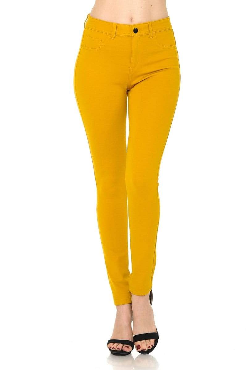 Auliné Collection Apparel Auliné Collection Womens Solid Slim Fit Color Skinny Stretchy Ponte Pants