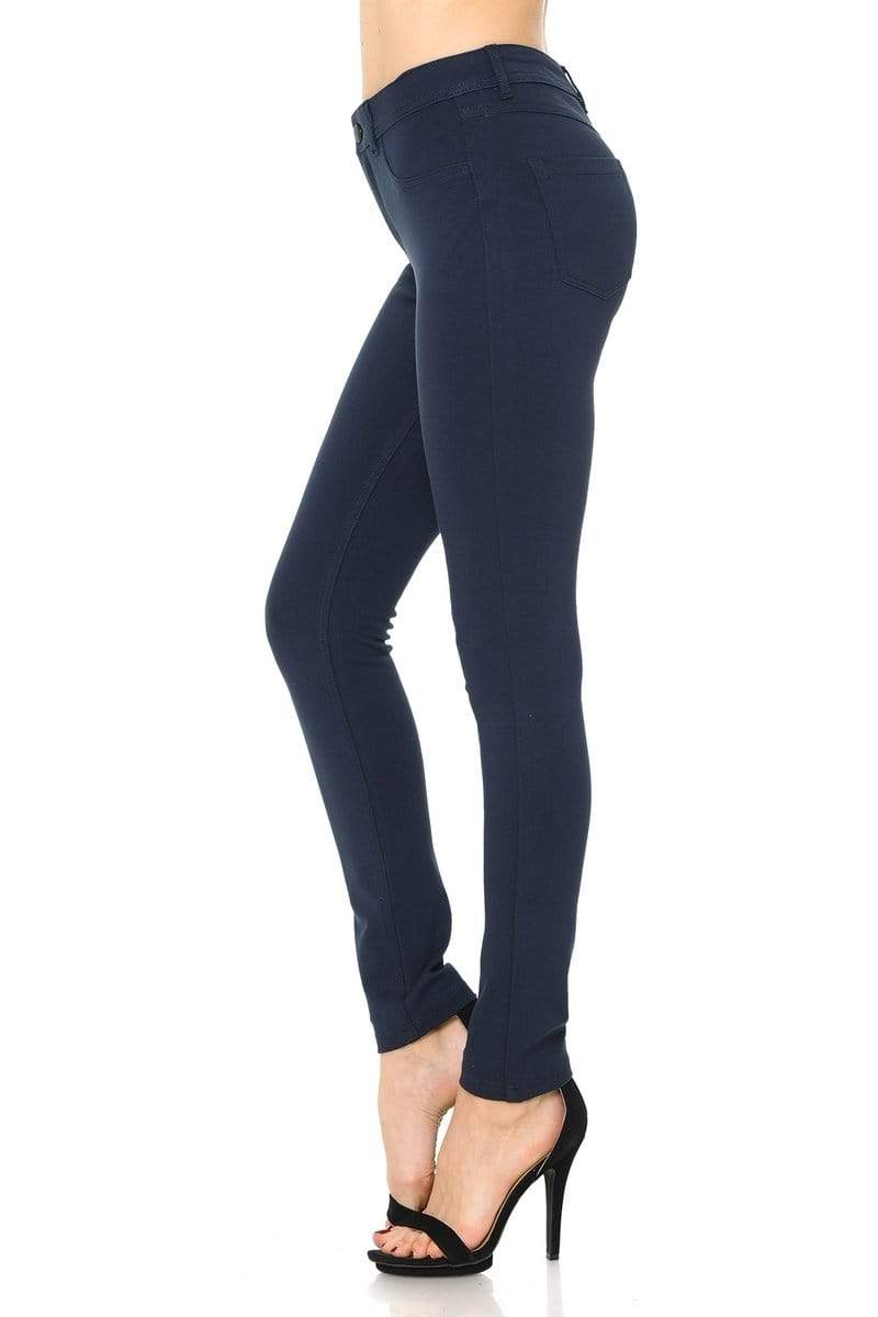 Auliné Collection Apparel Auliné Collection Womens Solid Slim Fit Color Skinny Stretchy Ponte Pants