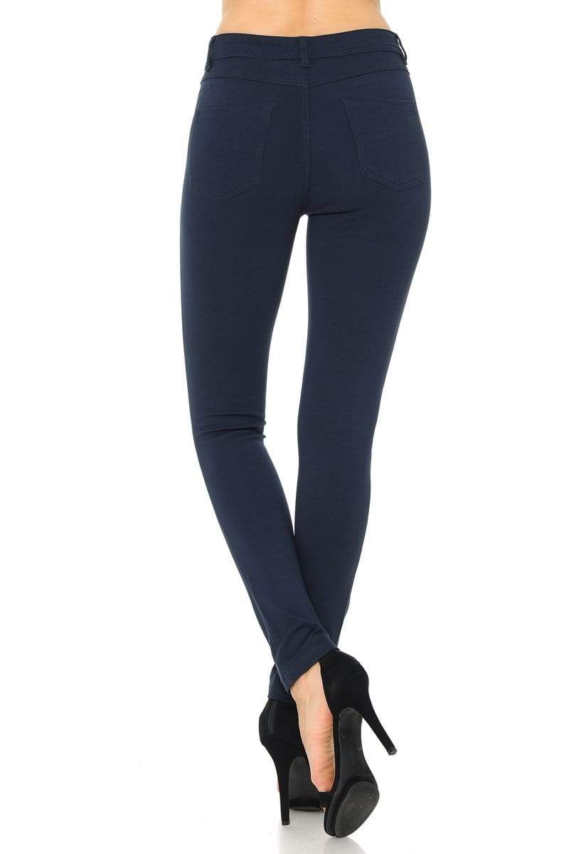 Auliné Collection Apparel Auliné Collection Womens Solid Slim Fit Color Skinny Stretchy Ponte Pants