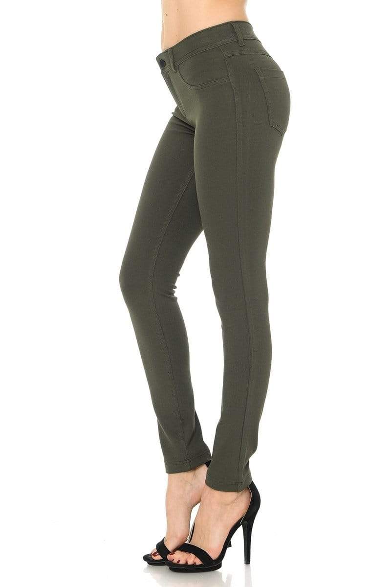 Auliné Collection Apparel Auliné Collection Womens Solid Slim Fit Color Skinny Stretchy Ponte Pants