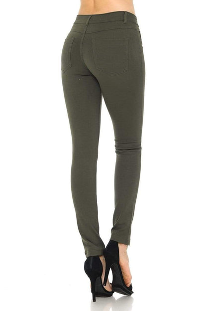 Auliné Collection Apparel Auliné Collection Womens Solid Slim Fit Color Skinny Stretchy Ponte Pants