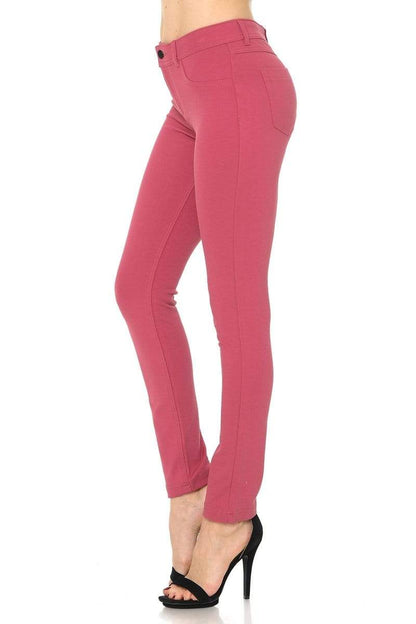 Auliné Collection Apparel Auliné Collection Womens Solid Slim Fit Color Skinny Stretchy Ponte Pants