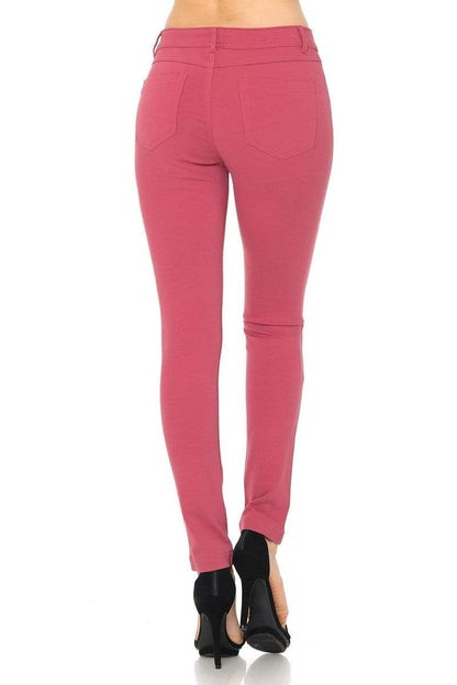 Auliné Collection Apparel Auliné Collection Womens Solid Slim Fit Color Skinny Stretchy Ponte Pants