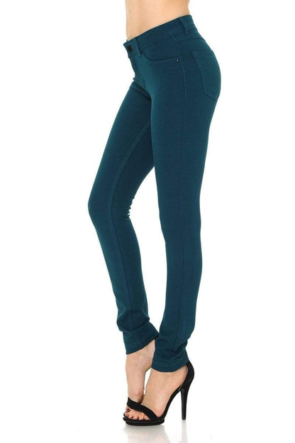 Auliné Collection Apparel Auliné Collection Womens Solid Slim Fit Color Skinny Stretchy Ponte Pants