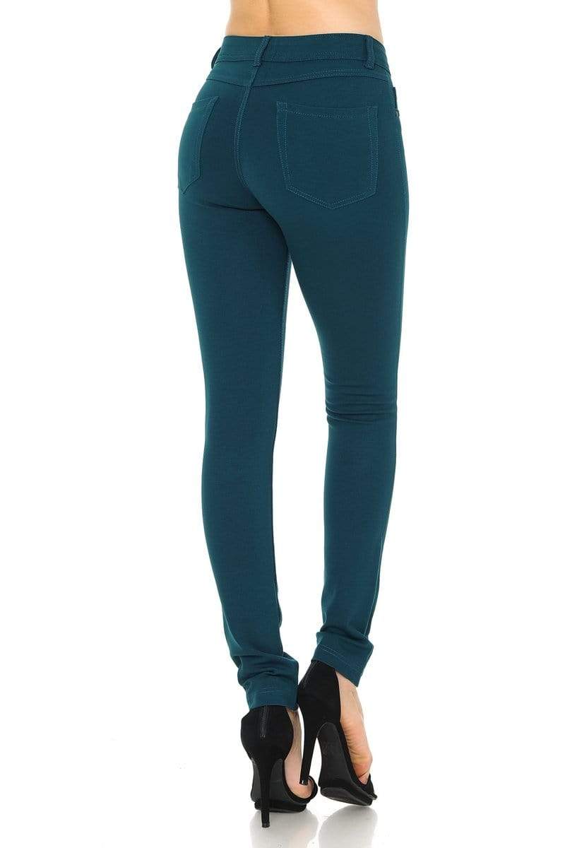Auliné Collection Apparel Auliné Collection Womens Solid Slim Fit Color Skinny Stretchy Ponte Pants