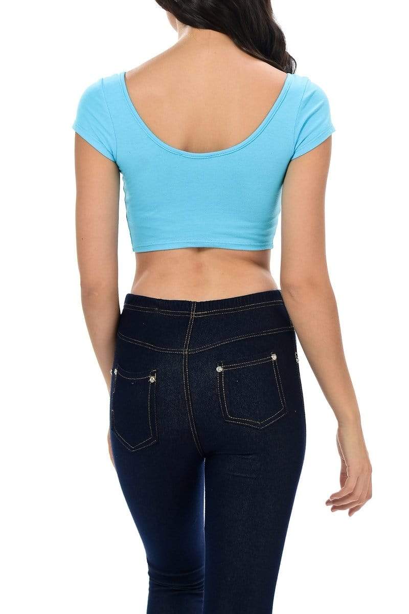 Auliné Collection Apparel Auliné Collection Womens Trendy Solid Color Basic Scooped Neck and Back Crop Top