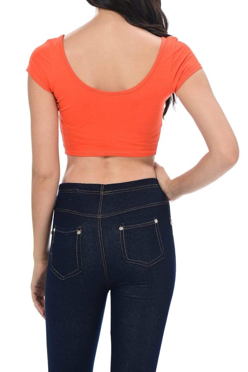 Auliné Collection Apparel Auliné Collection Womens Trendy Solid Color Basic Scooped Neck and Back Crop Top