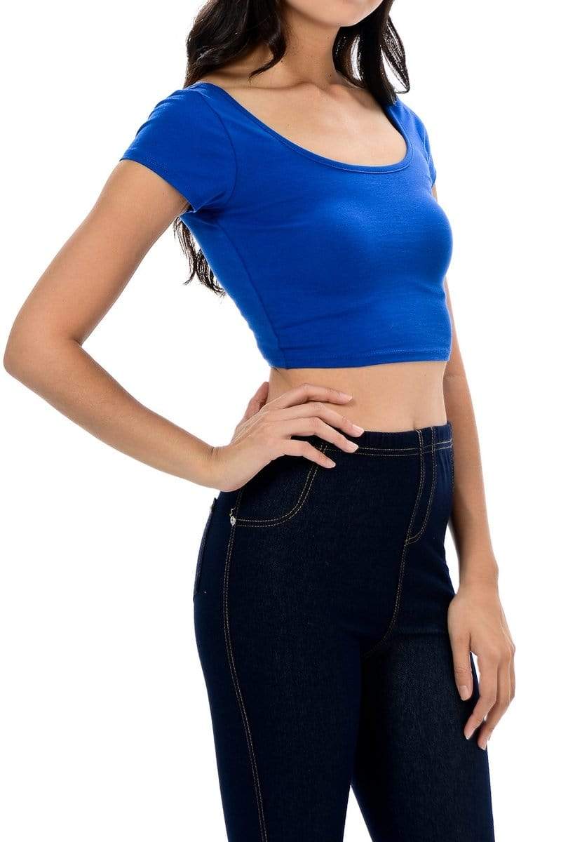 Auliné Collection Apparel Auliné Collection Womens Trendy Solid Color Basic Scooped Neck and Back Crop Top
