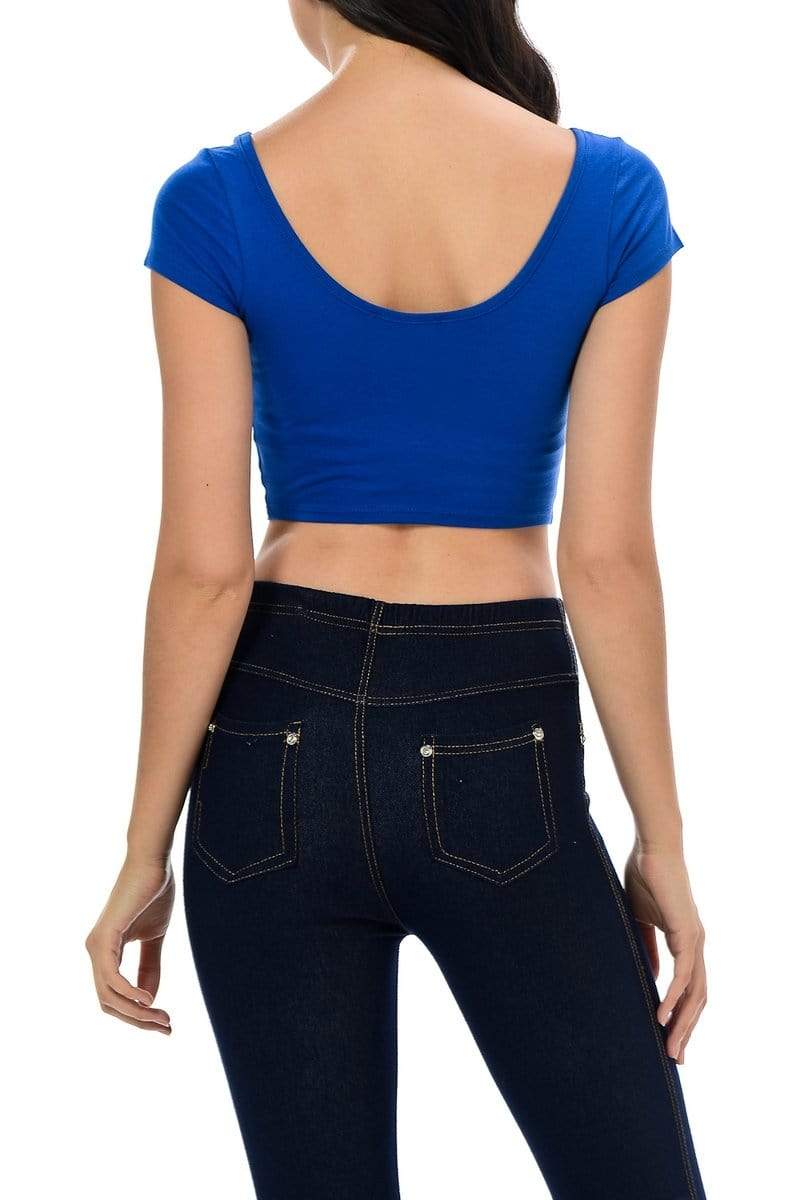 Auliné Collection Apparel Auliné Collection Womens Trendy Solid Color Basic Scooped Neck and Back Crop Top