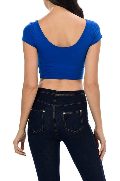 Auliné Collection Apparel Auliné Collection Womens Trendy Solid Color Basic Scooped Neck and Back Crop Top
