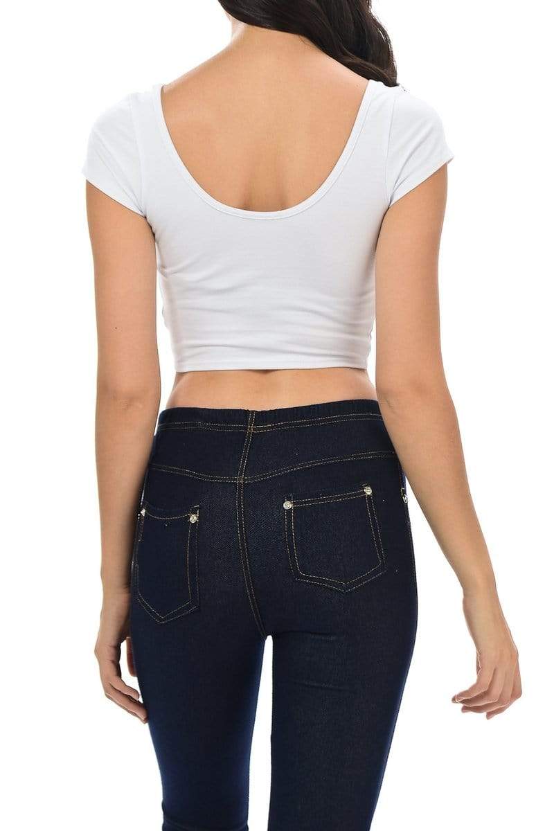 Auliné Collection Apparel Auliné Collection Womens Trendy Solid Color Basic Scooped Neck and Back Crop Top