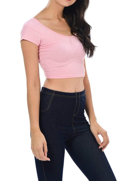 Auliné Collection Apparel Auliné Collection Womens Trendy Solid Color Basic Scooped Neck and Back Crop Top