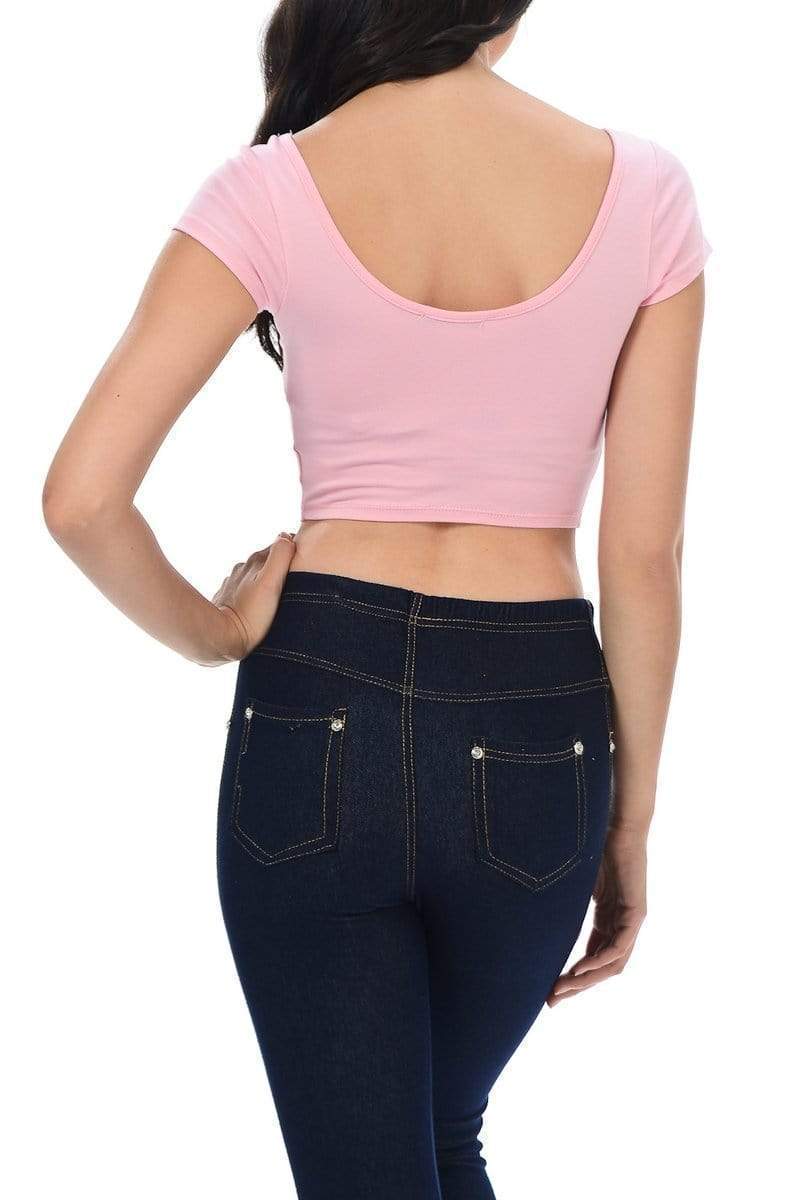 Auliné Collection Apparel Auliné Collection Womens Trendy Solid Color Basic Scooped Neck and Back Crop Top