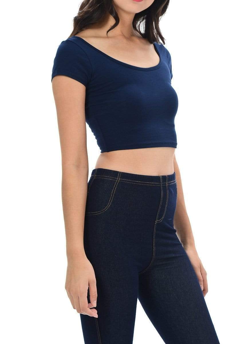 Auliné Collection Apparel Auliné Collection Womens Trendy Solid Color Basic Scooped Neck and Back Crop Top